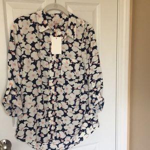 Tunic style blouse, tab sleeves